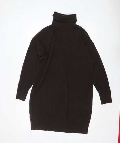 Marks and Spencer Women Brown Roll Neck Tunic Jumper Size M