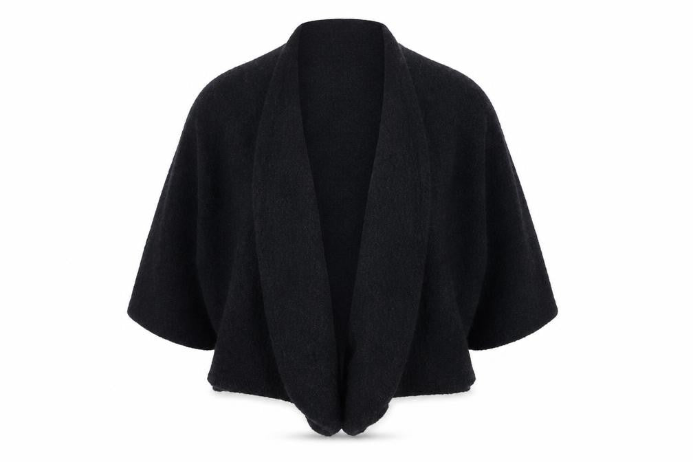 Evelin Brandt Women Black Wool Cardigan Size 12 Relaxed Fit
