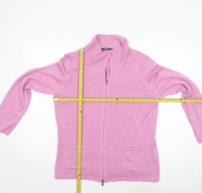 Olsen Women's Pink Full Zip Cotton Acrylic Jumper Size 16