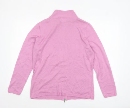 Olsen Women's Pink Full Zip Cotton Acrylic Jumper Size 16