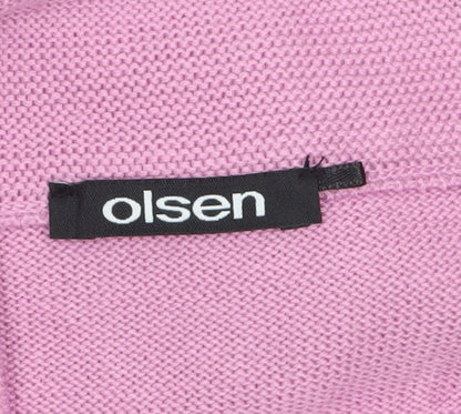Olsen Women's Pink Full Zip Cotton Acrylic Jumper Size 16