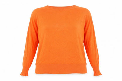 Zara Womens Orange Crew Neck Long Sleeve Knit Pullover Jumper Size 8
