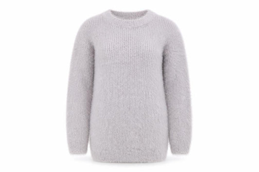 Wild Flower Women’s Grey Fuzzy Knit Long Sleeve Pullover Jumper S