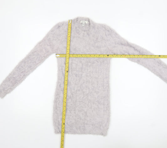 Wild Flower Women’s Grey Fuzzy Knit Long Sleeve Pullover Jumper S