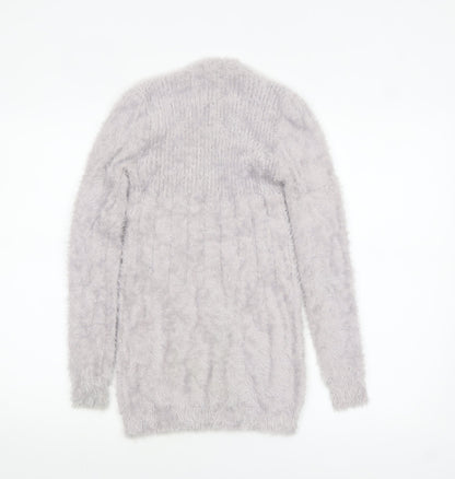 Wild Flower Women’s Grey Fuzzy Knit Long Sleeve Pullover Jumper S