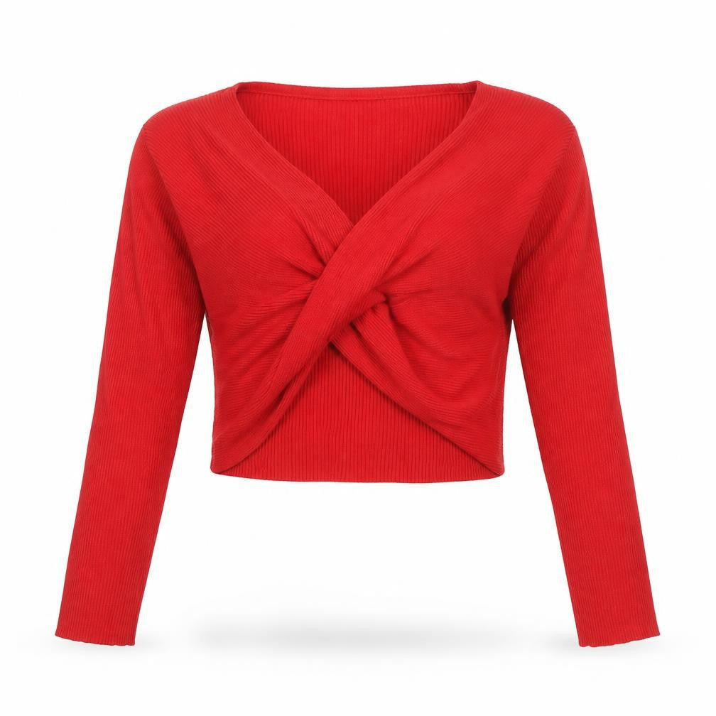 Womens UK Size L Pull&Bear Red Cropped Blouse