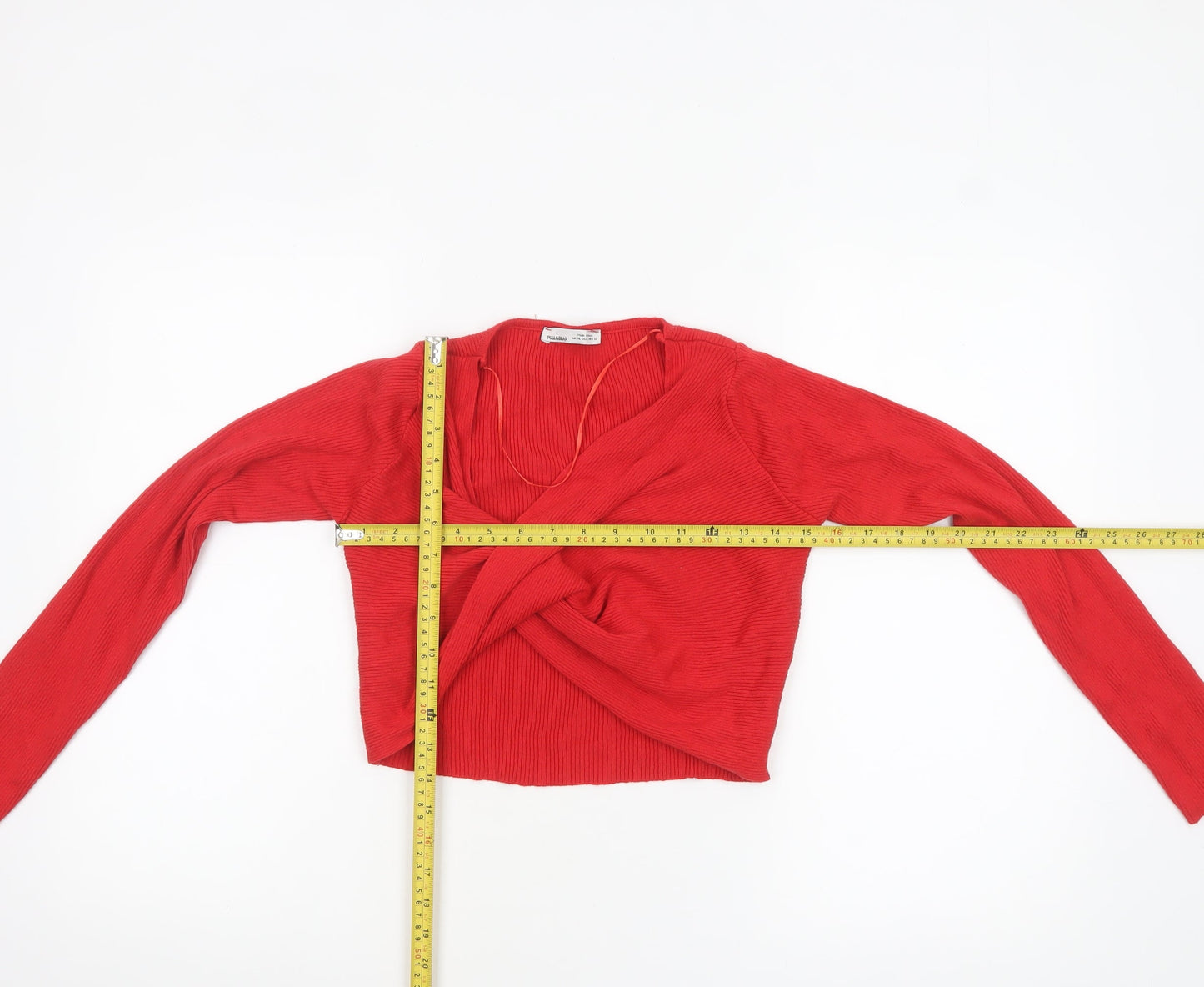 Womens UK Size L Pull&Bear Red Cropped Blouse