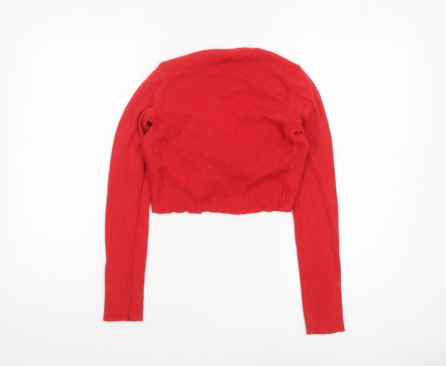 Womens UK Size L Pull&Bear Red Cropped Blouse