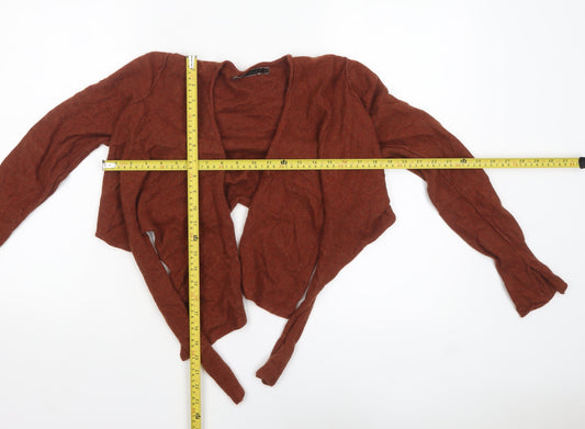 River Island Women Brown Angora Wool Blend Long Sleeve Cardigan Size 10