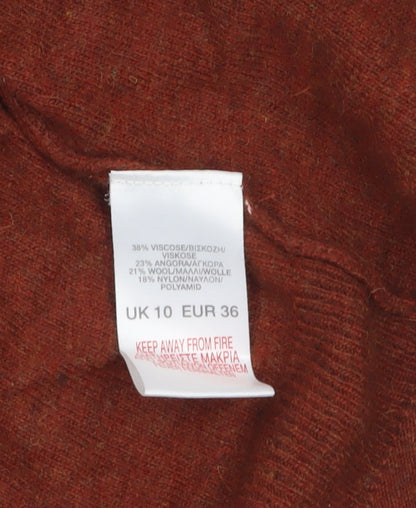 River Island Women Brown Angora Wool Blend Long Sleeve Cardigan Size 10