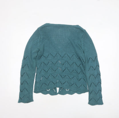 M&Co Petite Women's Green Open-Knit Cardigan Size 12