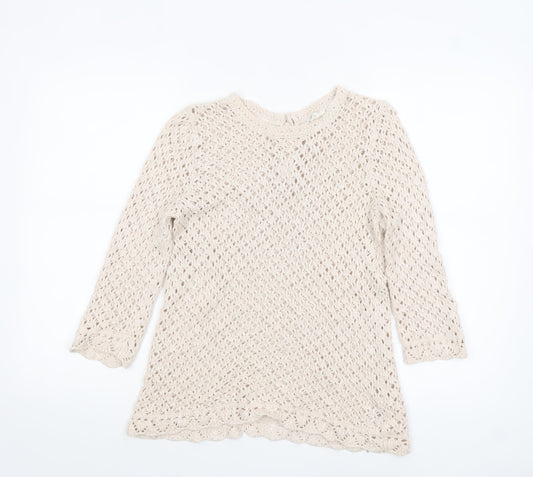 Womens UK Size 10 Fat Face Beige Pullover Jumper