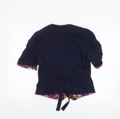 ESMODELL Women’s Blue Retro Tunic Blouse Size 10 Short Sleeve
