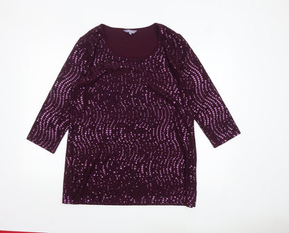 Womens UK Size 14/16 Michele Hope Purple Tunic Blouse