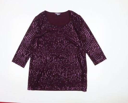 Womens UK Size 14/16 Michele Hope Purple Tunic Blouse