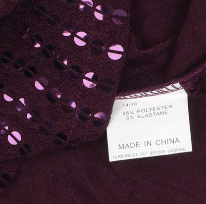 Womens UK Size 14/16 Michele Hope Purple Tunic Blouse