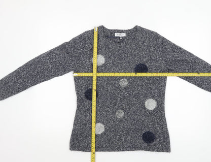 Mudflower Womens Grey Polka Dot Chunky Knit Jumper S Long Sleeve
