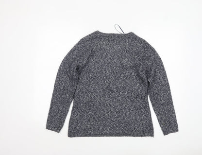 Mudflower Womens Grey Polka Dot Chunky Knit Jumper S Long Sleeve