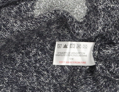 Mudflower Womens Grey Polka Dot Chunky Knit Jumper S Long Sleeve