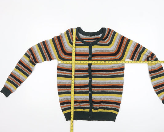 Next Womens Multicoloured Striped Cardigan Size 10 Crew Neck Knitwear