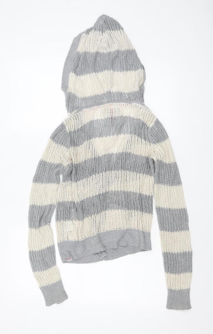 U.S. Polo Assn. Women’s Grey Striped Hooded Knit Cardigan S