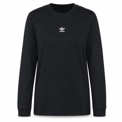 Front view of Adidas Women's Black Long Sleeve Crew Neck Cotton T-Shirt, size 8
