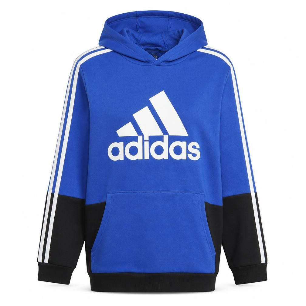 Front view of Adidas Blue Teens Pullover Hoodie Sweatshirt 18 Logo Sportswear
