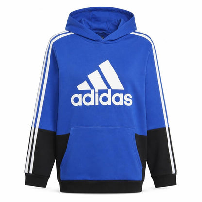 Front view of Adidas Blue Teens Pullover Hoodie Sweatshirt 18 Logo Sportswear