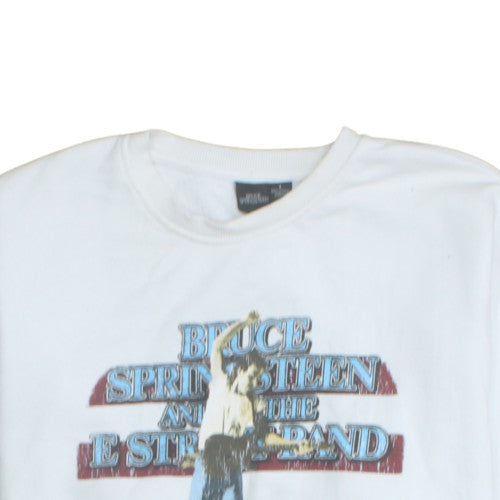 Womens UK Size L Bruce Springsteen White Pullover Sweatshirt
