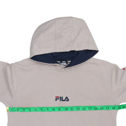 FILA Girls Beige Pullover Hoodie 13-14 Years Cotton Blend Logo Sweatshirt