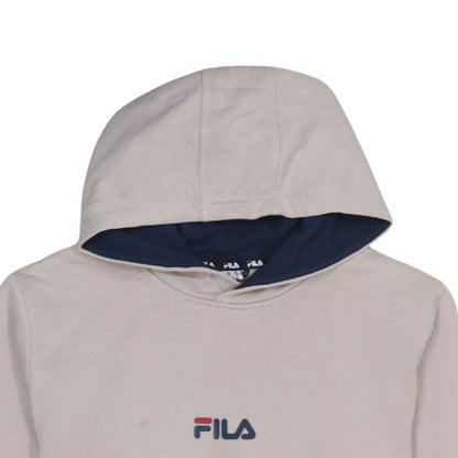 FILA Girls Beige Pullover Hoodie 13-14 Years Cotton Blend Logo Sweatshirt