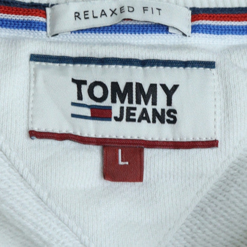 Mens UK Size L Tommy Jeans White Pullover Sweatshirt