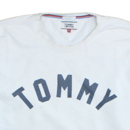 Mens UK Size L Tommy Jeans White Pullover Sweatshirt