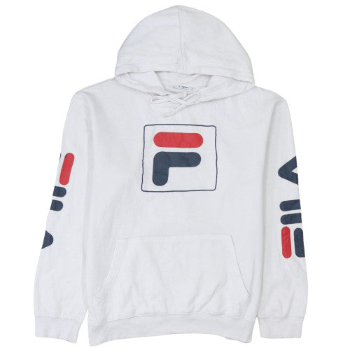 Mens UK Size M FILA White Pullover Hoodie