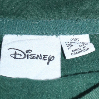 Womens UK Size 2XS Disney Green Pullover Hoodie