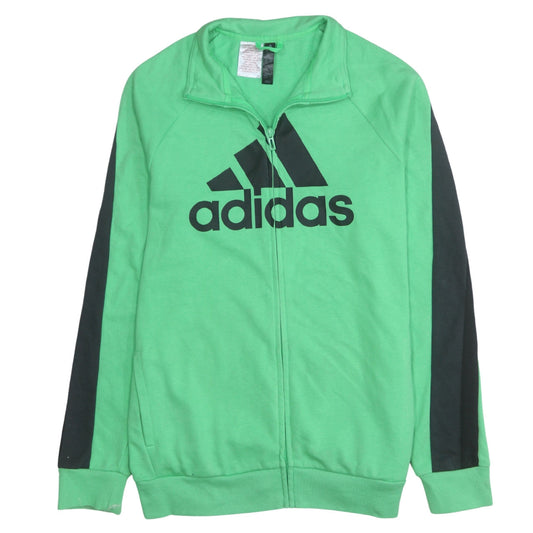 Adidas Boys Green Track Jacket Size 12-13 Years Full Zip Activewear