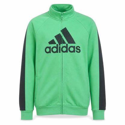 Front view of Adidas boys’ green track jacket, size 12-13, years full zip activewear