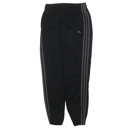 Adidas Boys Black Track Pants S Elastic Waist Jogger Trousers