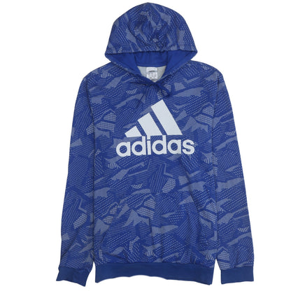 Adidas Men's Blue Pullover Hoodie Size M Sports Fleece Logo