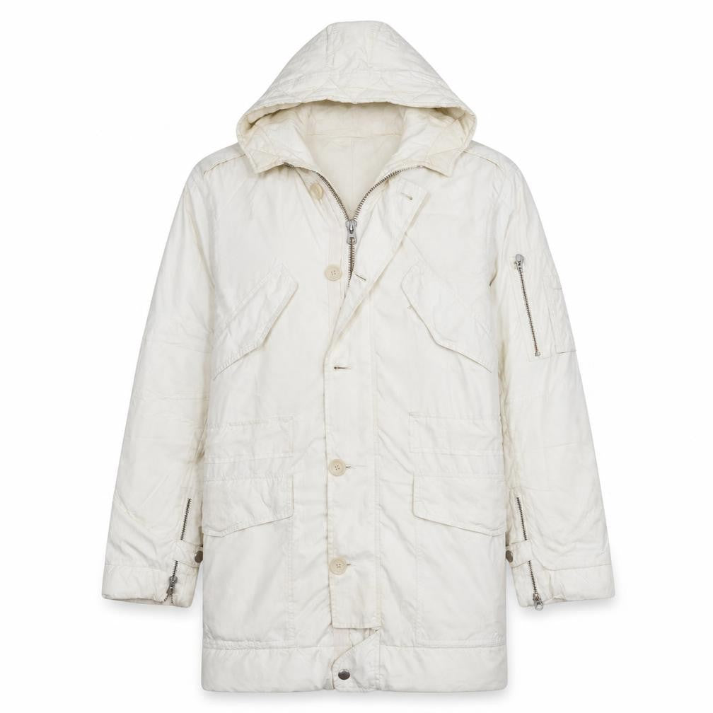 Ralph Lauren Women's White Hooded Long Parka Jacket Size L