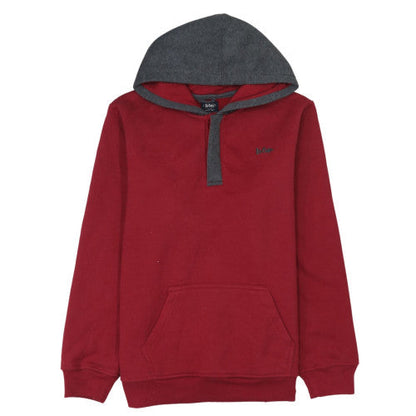 Lee Cooper Boys Red & Grey Henley Hoodie Size 13 Years Cotton Blend