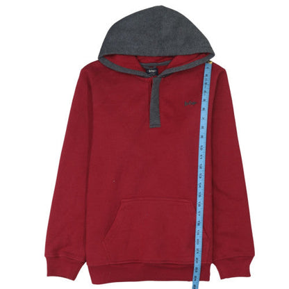 Lee Cooper Boys Red & Grey Henley Hoodie Size 13 Years Cotton Blend