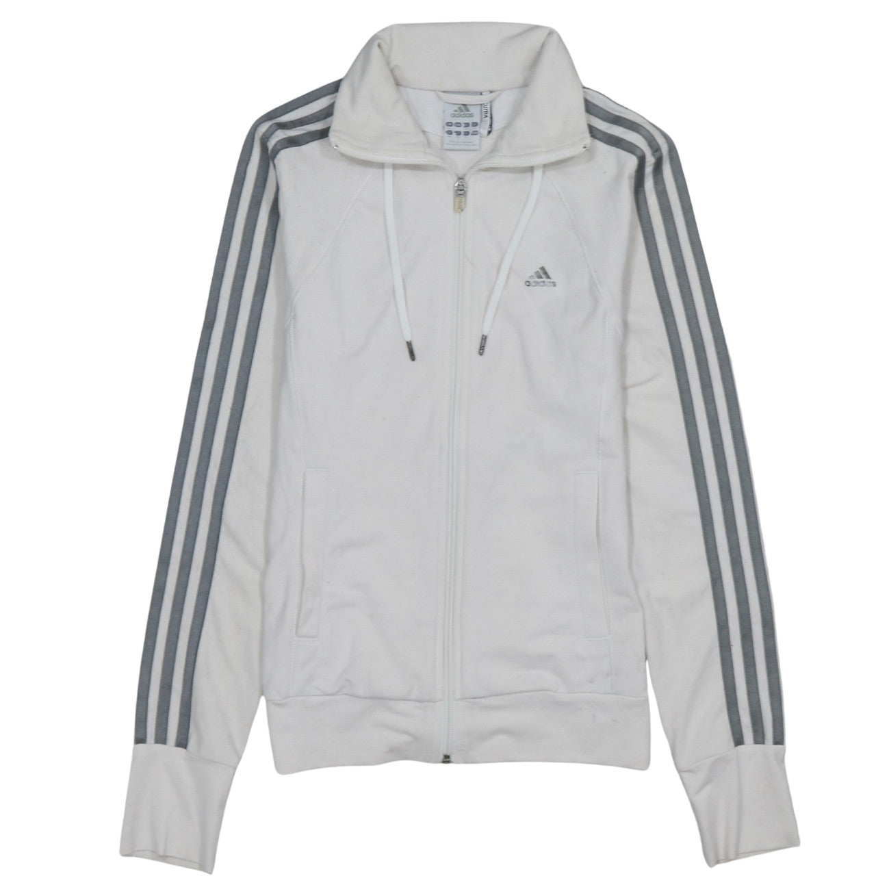 Adidas Womens White Track Jacket Size 8 Full Zip Sports Top