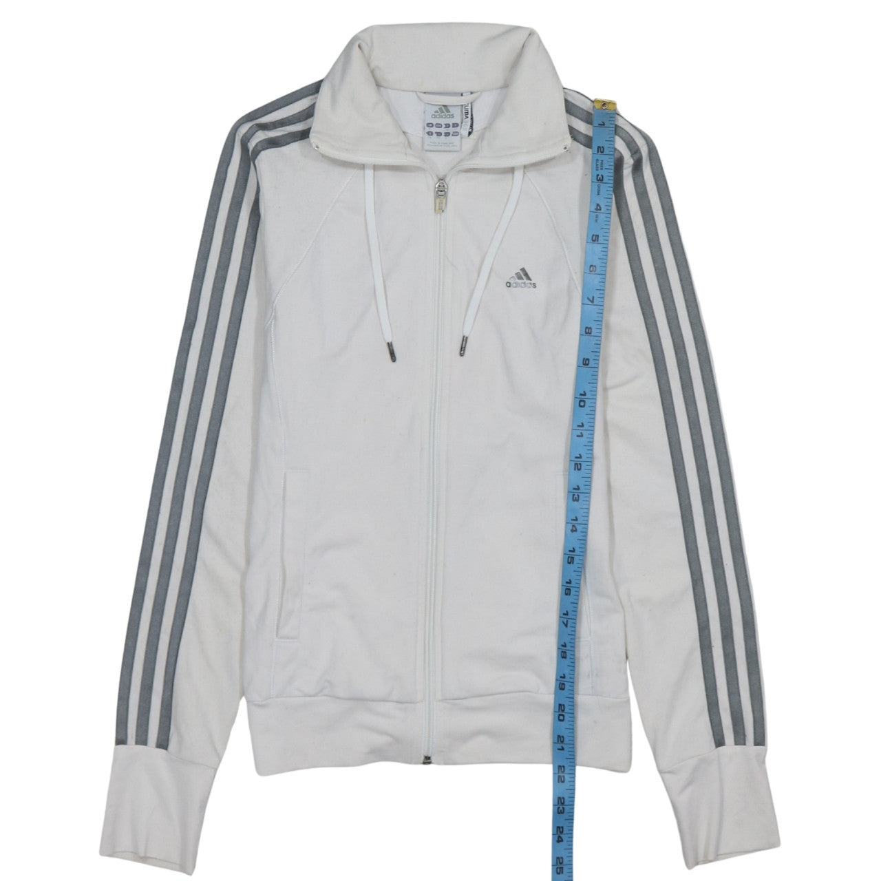 Adidas Womens White Track Jacket Size 8 Full Zip Sports Top