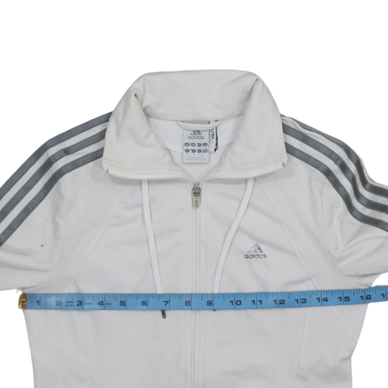 Adidas Womens White Track Jacket Size 8 Full Zip Sports Top