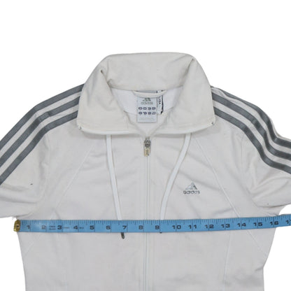 Adidas Womens White Track Jacket Size 8 Full Zip Sports Top