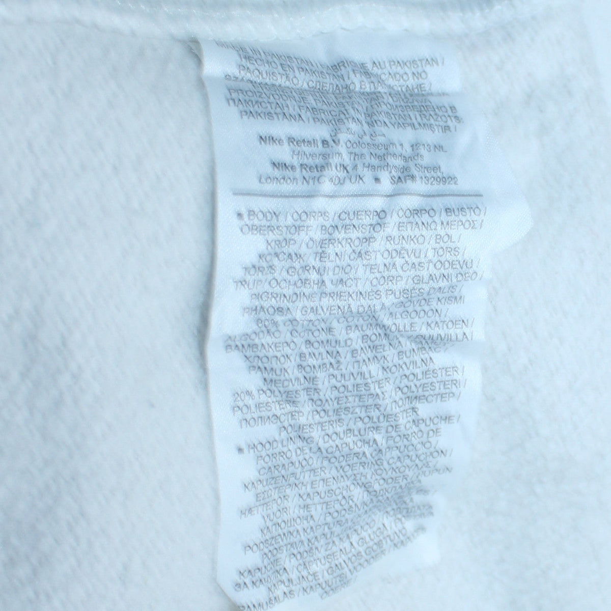 Mens UK Size S Nike White Pullover Hoodie