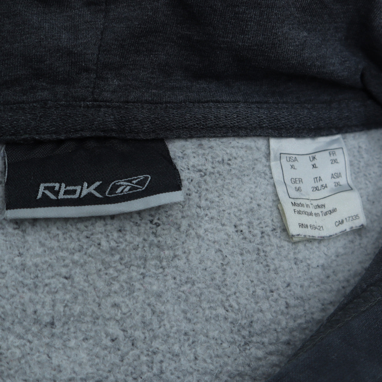 Mens UK Size XL Reebok Grey Pullover Hoodie