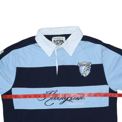 Kevingston Men's Blue Striped Rugby Union Long Sleeve Shirt L
