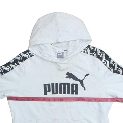 Mens UK Size L PUMA White Pullover Hoodie
